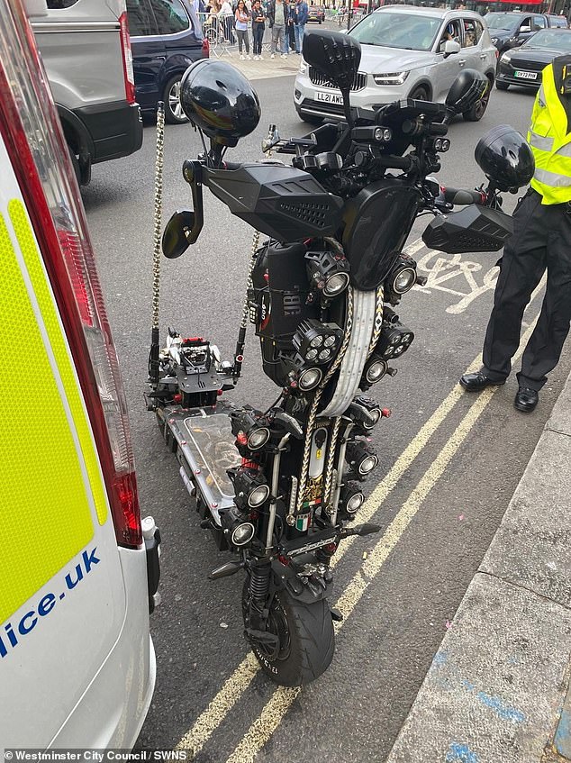 Cabinet member for city management Paul Dimoldenberg said: 'People who think it is okay to use our roads as their own private racetrack late at night are not welcome in Westminster. Pictured: an additional vehicle seized by officers last August