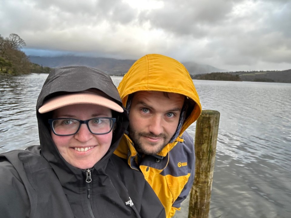 Rachel and lewis. couple reveal how they afford to only work two days a week - by spending just ¿330-a-month living in a caravan. Rachel Hale, 39 and husband Lewis 35, have lived on a campsite full time in Anglesey, Wales since March 2024. Photo released 12/08/2025