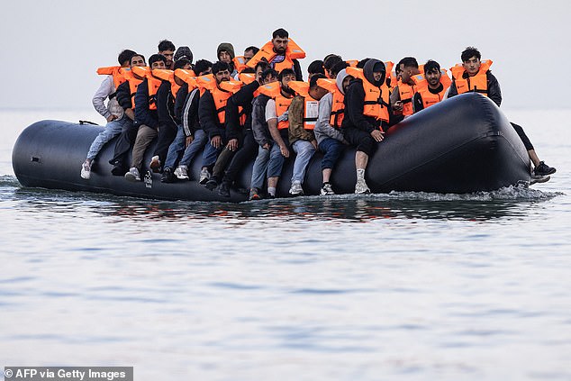 The vast majority of the migrants pictured in France today were young men - reflecting a trend seen in previous crossings