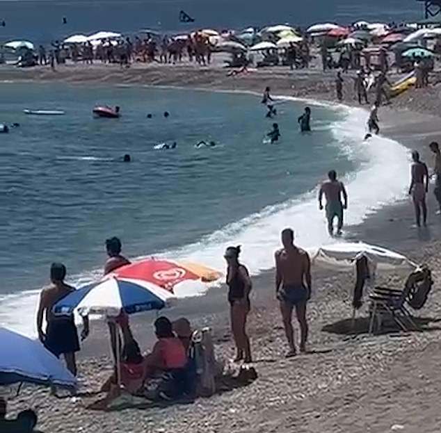 As the unwelcome visitors from north Africa tried to make a run for it, they were rugby tackled to the ground by ordinary holidaymakers in swimming trunks