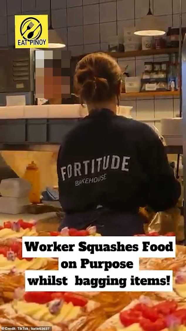Eat Pinoy claimed the server, who did not know that they were being recorded, had 'squashed' their pastries 'on purpose' and could be heard calling them 'rude'