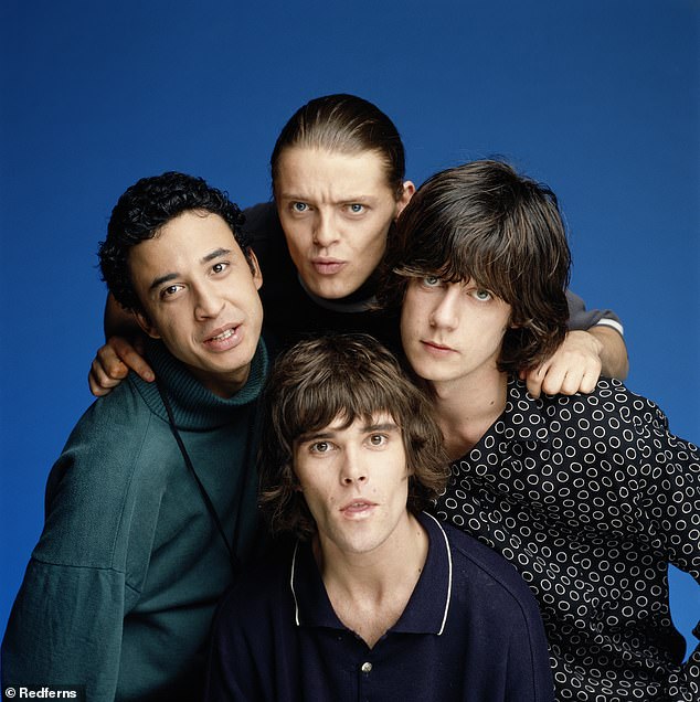 Ian rose to fame as frontman of the The Stone Roses, alongside guitarist John Squire, bassist Mani and drummer Reni - forming the band in 1983 in Manchester (pictured in 1990)