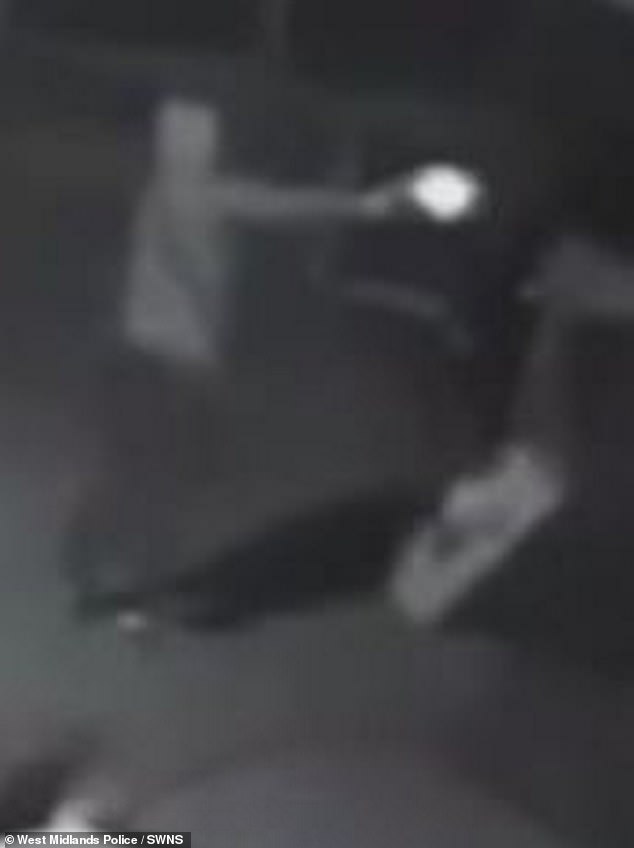 CCTV showing the shooter with gun drawn in Measham Grove, Birmingham