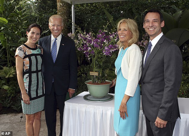 The former couple lived in Philadelphia, where Krein works as an otolaryngologist and plastic surgeo. They are seen in 2023 with Jill and Joe Biden