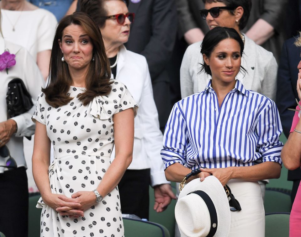 Catherine, Duchess of Cambridge, and Meghan, Duchess of Sussex, at Wimbledon.