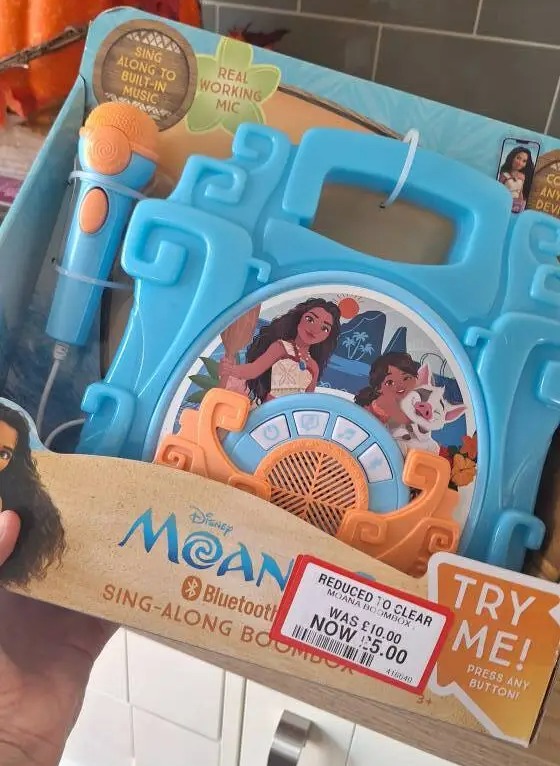 A Moana sing-along boombox toy reduced to £5.00.