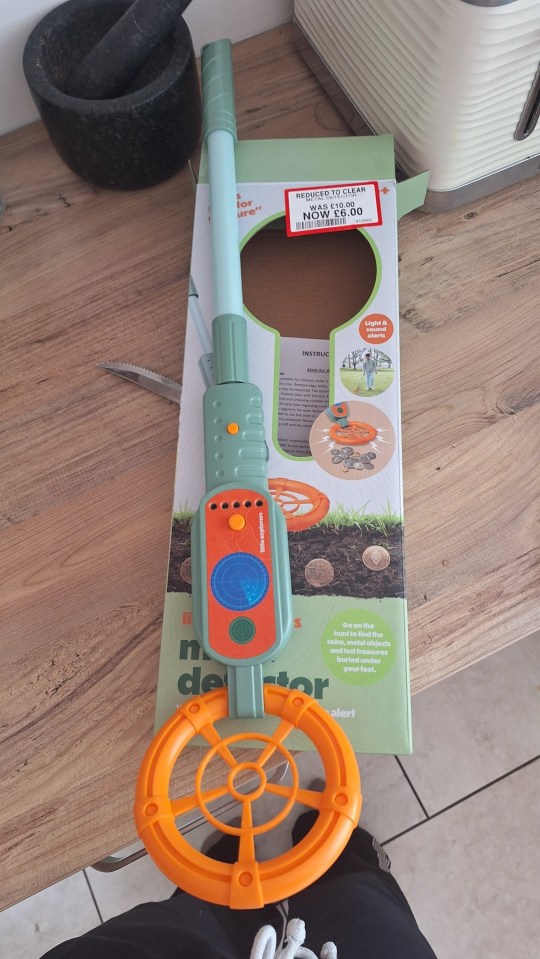 A child's metal detector toy in its packaging, reduced to £6.00.