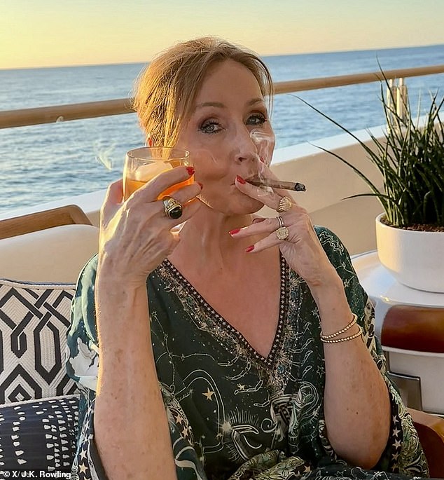 JK Rowling previously released of photo of her smoking and drinking booze after celebrating the Supreme Court's ruling earlier this year, which gave a legal definition for the term 'woman'