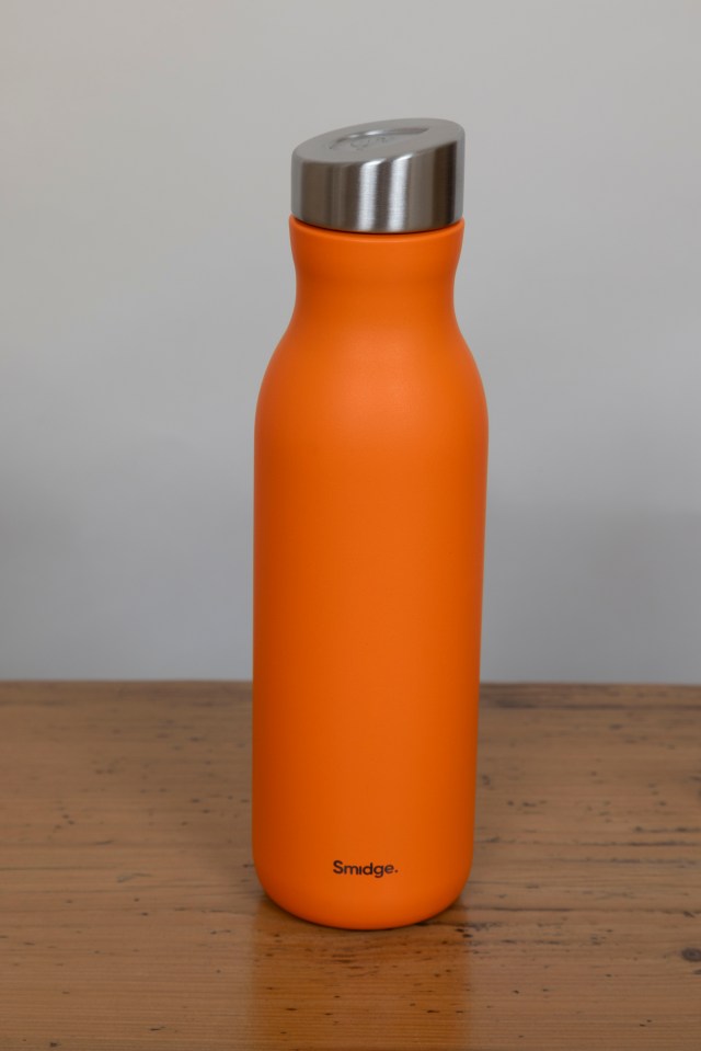 Orange Smidge reusable water bottle.