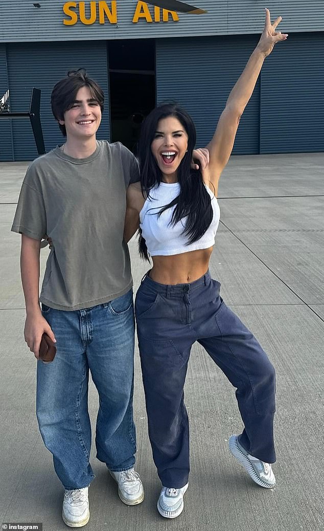'Dropped off Evan at college today. 18 years of early mornings, late night snacks and family dinners.... and then there he was building his own dorm cabinet,' Sanchez wrote on top of the photo