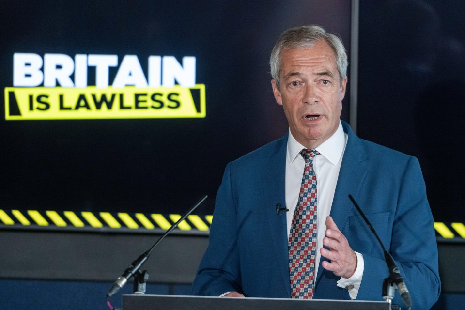 Nigel Farage speaking at a press conference.