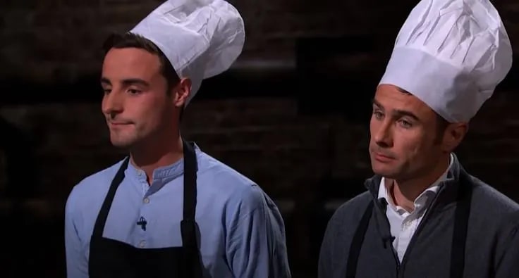 Two chefs from Pasta Evangelists on Dragons' Den.