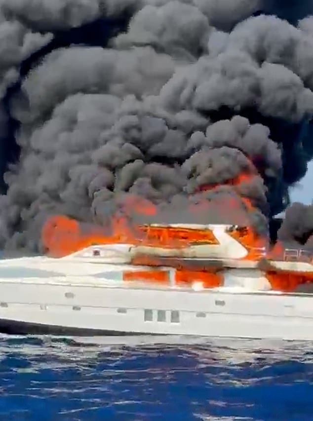 The seven crew members were evacuated unharmed and in in 'good condition', according to The Maritime Rescue and Safety Society, Salvamento Marítimo