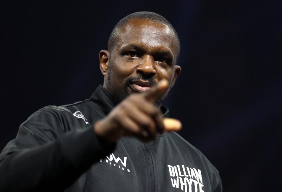 Dillian Whyte pointing at the camera.