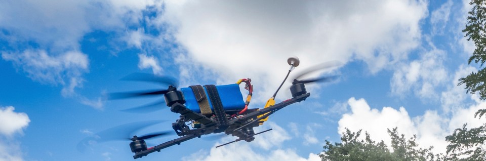 Ukrainian serviceman launching a drone.