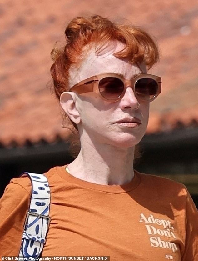 The star's face appeared wrinkle-free but she shielded her eyes with a pair of sunglasses