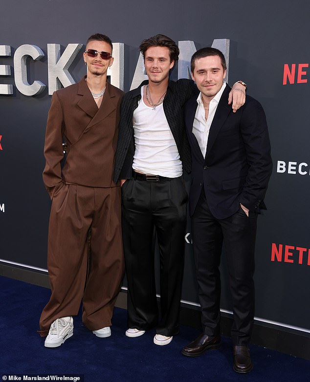 The brothers absence was reportedly down to a series of online 'trolling' from the duo, according to those close to Brooklyn and Nicola; pictured 2023
