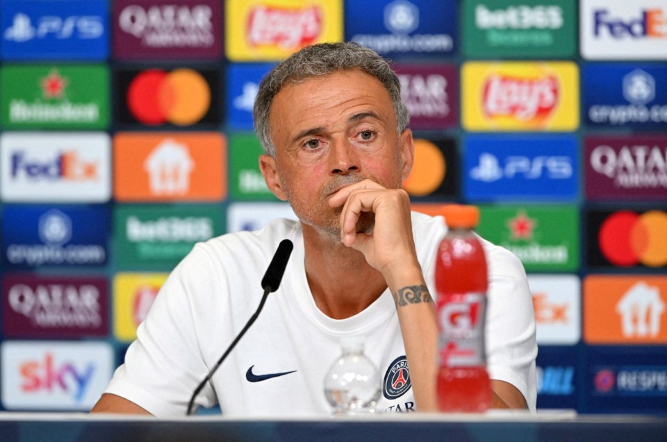 Luis Enrique, Paris St Germain coach, at a press conference.