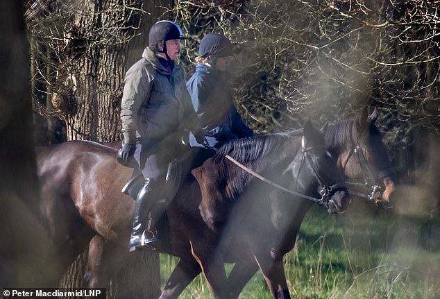 Prince Andrew, Duke of York, rides his horse back to Royal Lodge near Windsor earlier this year