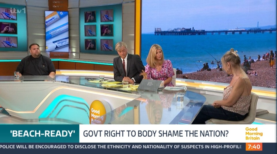 Screenshot of Good Morning Britain segment discussing body shaming.