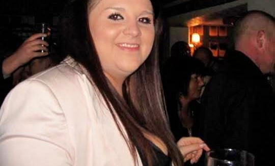 Image of a woman before weight loss, with text overlay: "What getting healthy looks like".