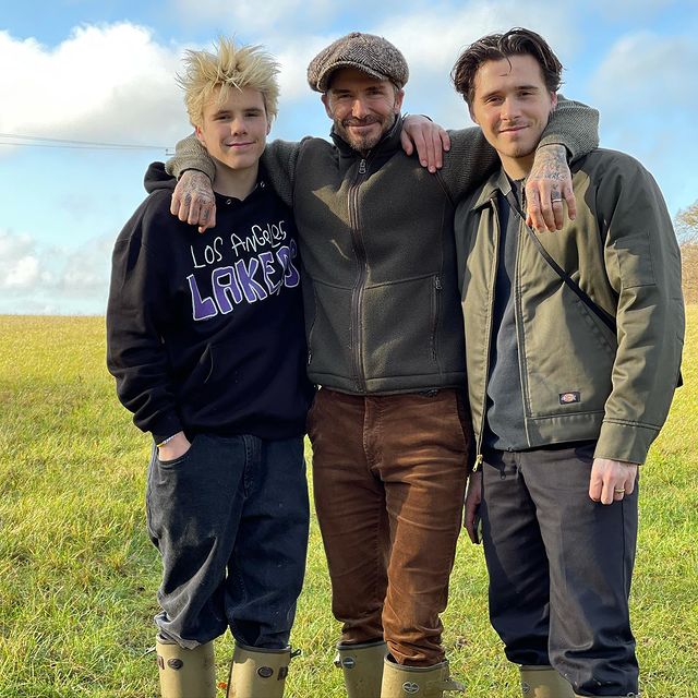 David Beckham with his sons, Cruz and Brooklyn.