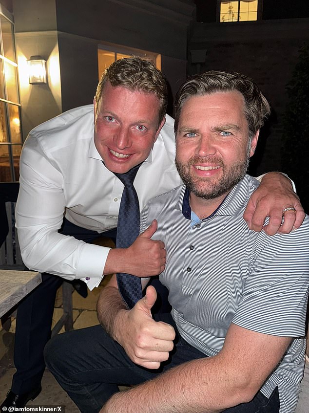 The Apprentice star Thomas Skinner pictured with JD Vance, who invited him to a barbecue