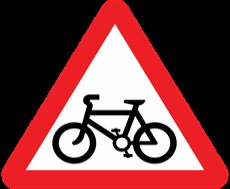 Cyclists ahead warning sign.