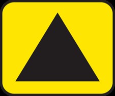 Yellow warning sign with a black triangle.