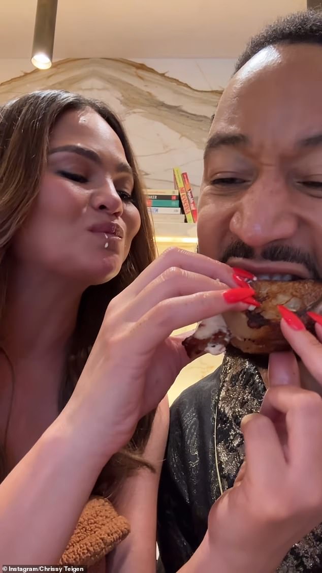 At the time, the model and her husband, All of You hitmaker John, tried the jam in a recipe on Instagram - claiming that the meal was 'one of the best bites we've had all year' and made them 'happy' for the entire weekend