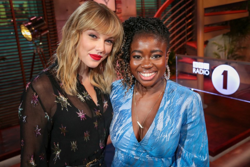 Taylor Swift and Clara Amfo at BBC Radio 1.
