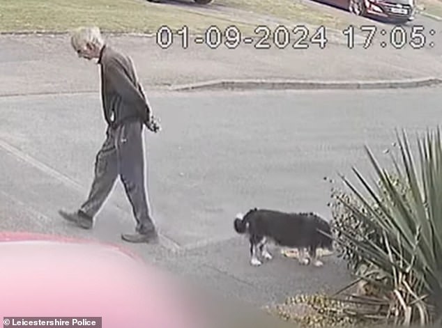 Bhim Kohli walks his dog in Braunstone near Leicester before he was killed in September 2024