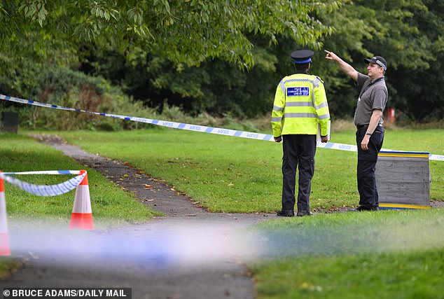 Police at Franklin Park following the attack last September, after the area was cordoned off