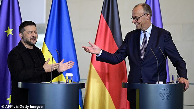 Mr Zelensky, who dialled in from Berlin where he was meeting with German Chancellor Friedrich Merz, described the talks as 'constructive and good'