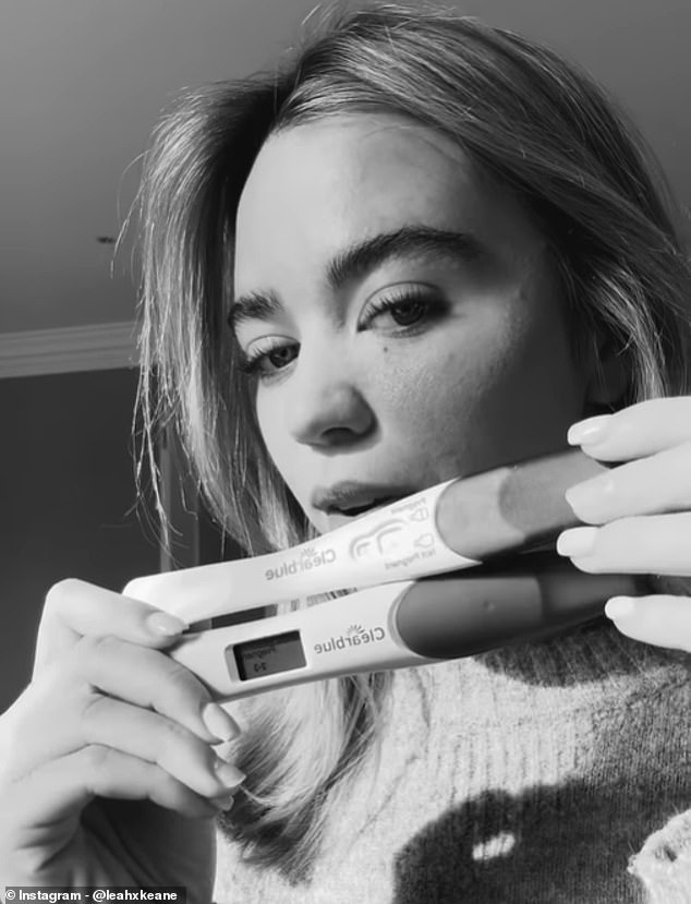 In a touching video, she also revealed the positive pregnancy test to her followers