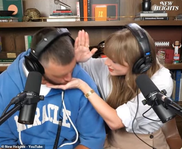 The sweet appearance also included Travis kissing Taylor's hand and gushing that he was 'the luckiest man in the world'