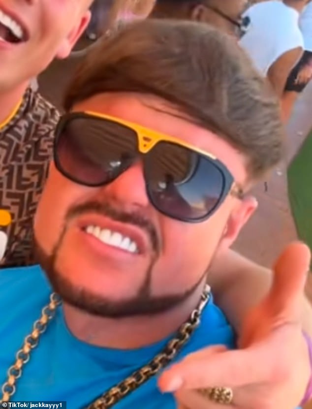 In one viral video, Jack Kay can be seen wearing sunglasses and gold chain - pulling out dance moves from under his belt as a mate puts his arm around his neck