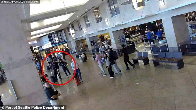 The couple appeared to have an argument right after going through security at the airport