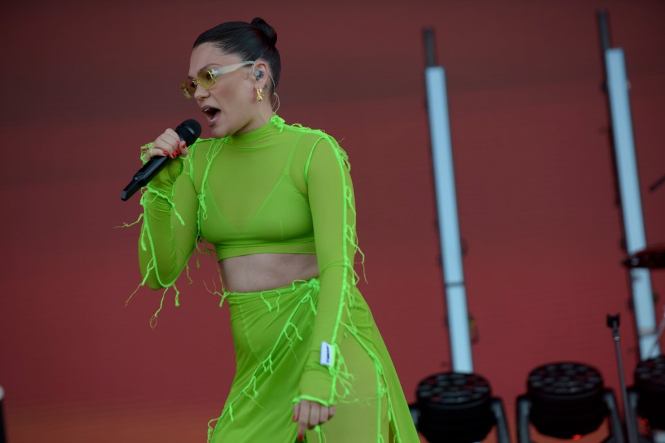 Jessie J performing at the Isle of Wight Festival.
