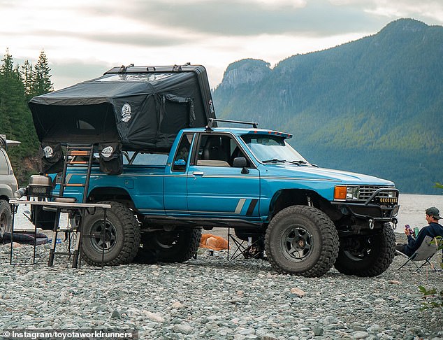 Stacey and Mathew's claim to fame was building the 'world's first Land Cruiser Chinook in 100 days,' according to their YouTube bio (pictured: the Cruiser)