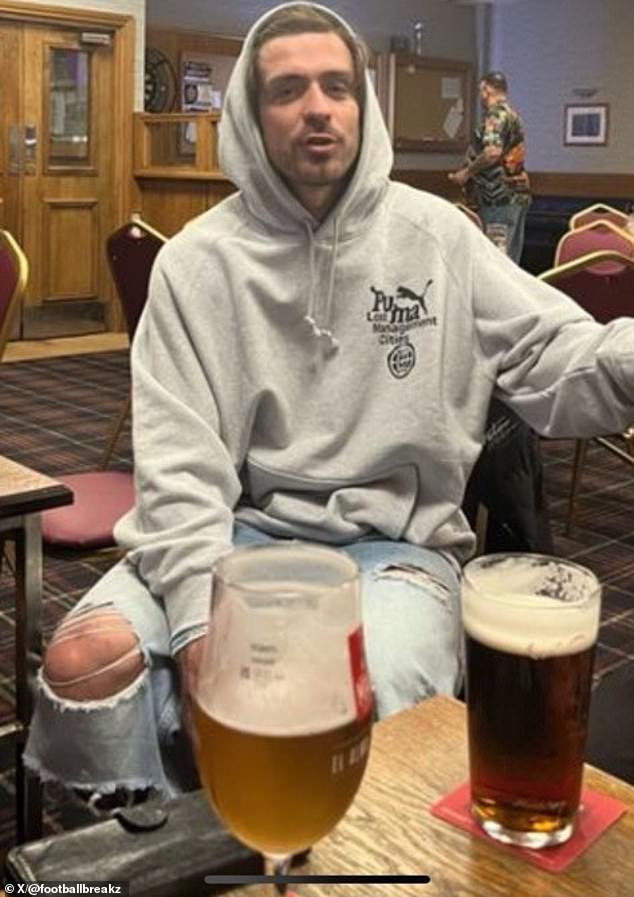 Down to earth: Earlier this year, Grealish spent the evening at the North Biddick Social Club near Sunderland, with regulars praising the high profile footballer for posing for photos with fans