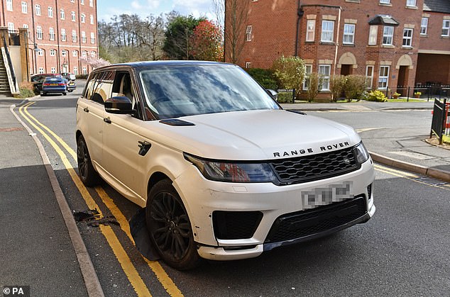 Grealish made headlines back in March 2020 having crashed his white Range Rover, above, into two stationary vehicles after a party held during lockdown