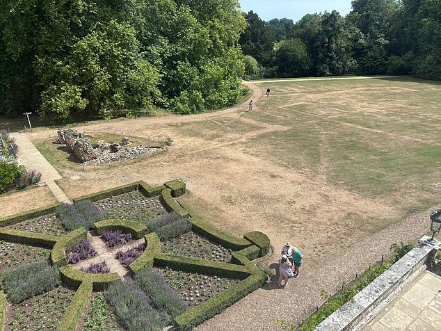 The parch marks at Mottisfont are what is left of monastery buildings including a cloister and various other structures, as well as later Tudor alterations