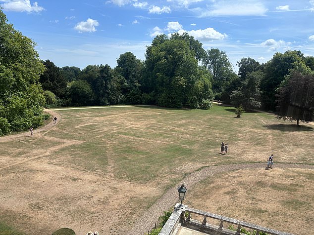 The parch marks in the ground of Mottisfont. The property was given by Henry VIII to favoured statesman Sir William Sandys