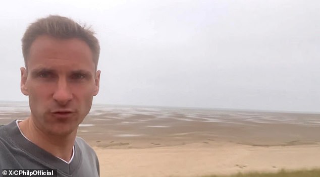 Chris posted video updates to X of his visit, recorded on the beaches in France