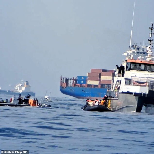 In videos posted to his social media, the Tory MP came across small boats in the channel