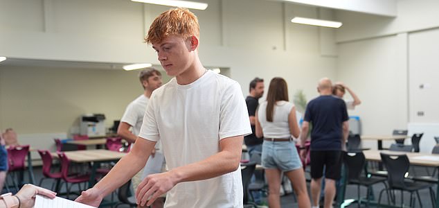 A student receives their A-level results at The Latimers Arts College in Barton Seagrave, Northamptonshire. Picture date: Thursday August 14, 2025. PA Photo. Photo credit should read: Joe Giddens/PA Wire
