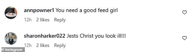 A host of commenters shared vile comments criticising her looks