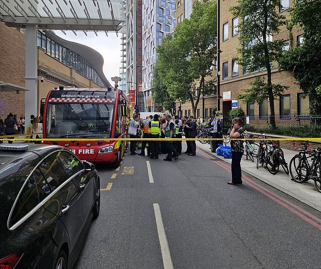 The London Fire Brigade was first called about the incident at 8.49am, with crews from Whitechapel, Dowgate, Euston and surrounding fire stations sent to the scene