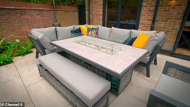 The outdoor dining area will let the couple host many friends and family in the coming years